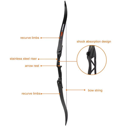 Toparchery Archery Bow 56Inch 30-50Lbs Outdoor Shooting Recurve Bow for Right-Handed Powerful Take-Down Hunting Bow with Bow Bag