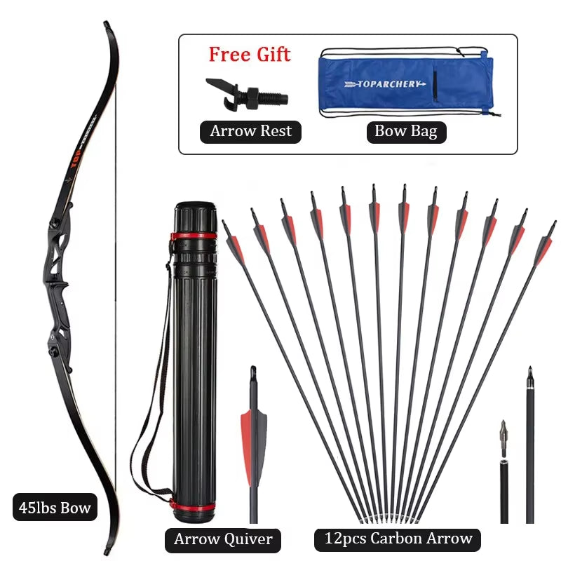 Toparchery Archery Bow 56Inch 30-50Lbs Outdoor Shooting Recurve Bow for Right-Handed Powerful Take-Down Hunting Bow with Bow Bag