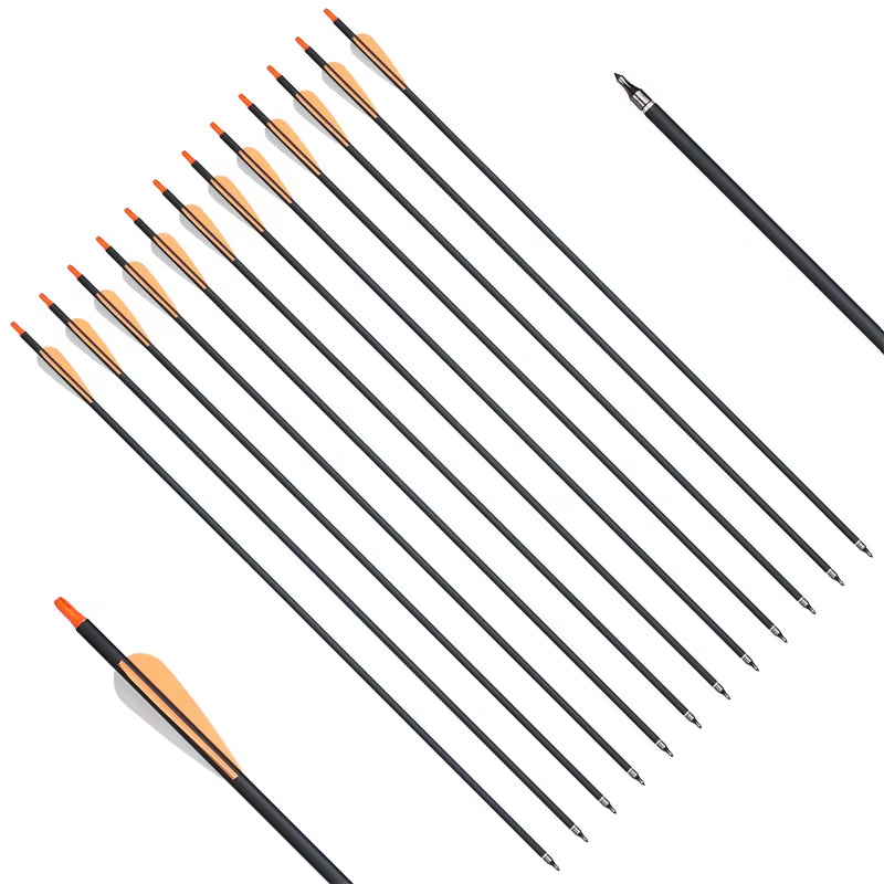 Archery 31.5Inch Orange Mixed Carbon Arrow Diameter 7.8Mm Spine 500 for Traditional Bow American Hunting Bow Shooting Hunting